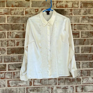 Resume Petites Cream Dressy pintuck Long Sleeved Blouse